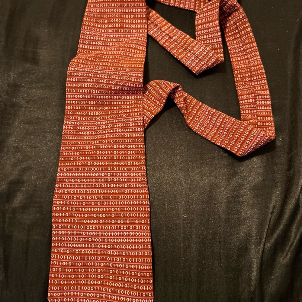 Modern Red Binary Code Tie